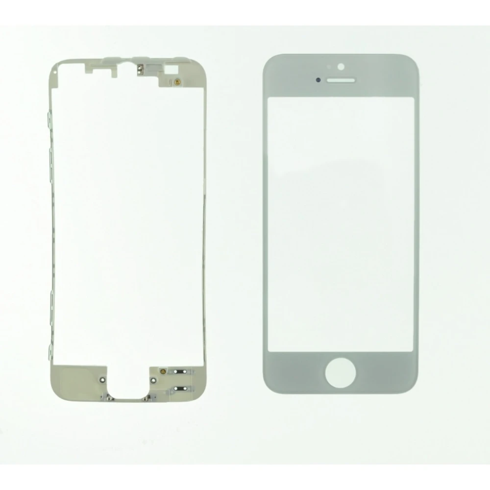 Szklany ekran iPhone 5s biały z ramką klejącą satkit