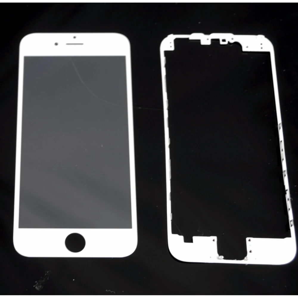 Szklany ekran iPhone 6 biały z ramką klejącą do naprawy