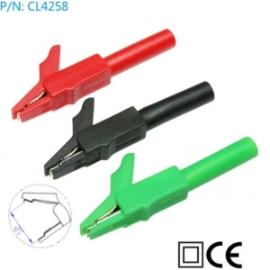 Krokodylki z wtykiem bananowym 4mm 2 szt. czerwono-czarne Amass