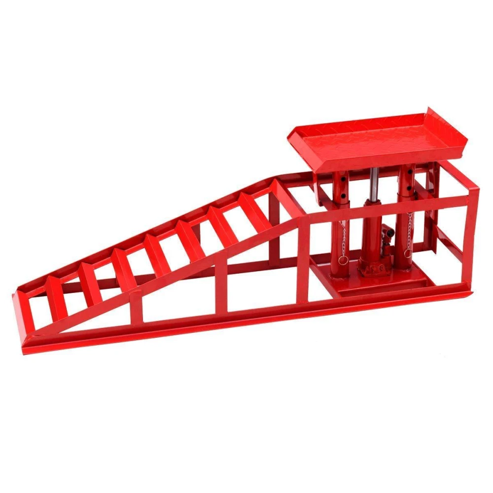 Rampa elevadora hidráulica para coche 2 toneladas color azul vista lateral