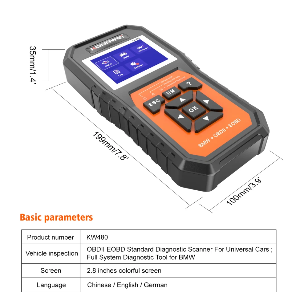 Tester diagnostyczny BMW Konnwei KW480 - OBD2 do BMW