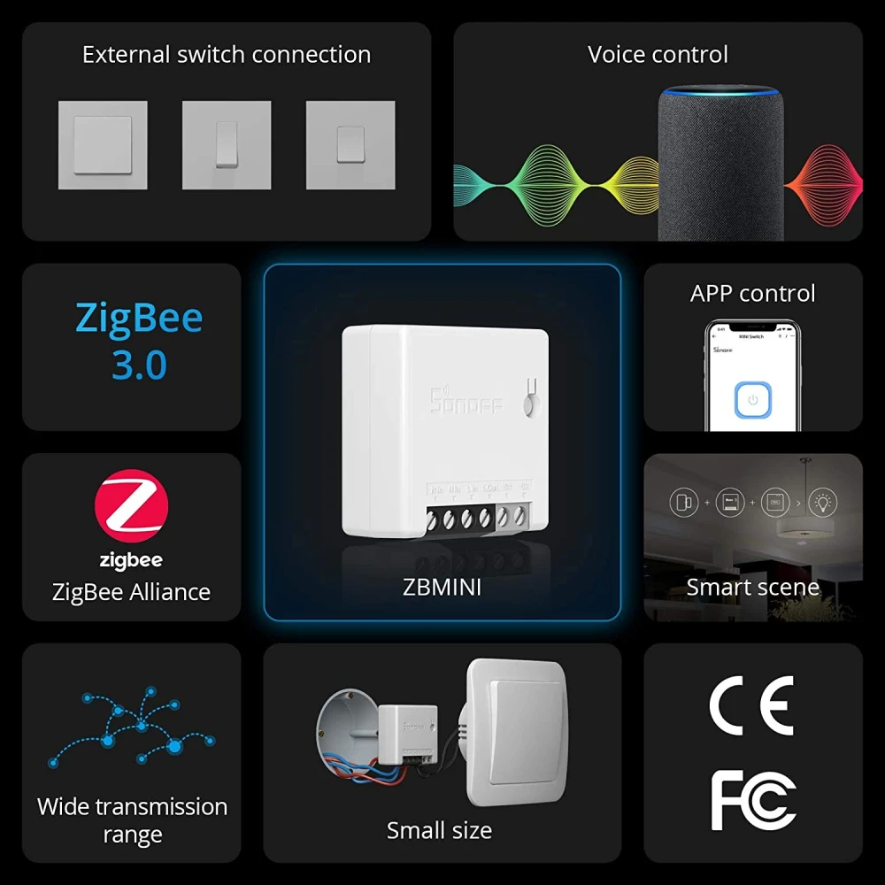 SONOFF ZBMINI ZigBee inteligentny mini włącznik do oświetlenia 2-kierunkowego
