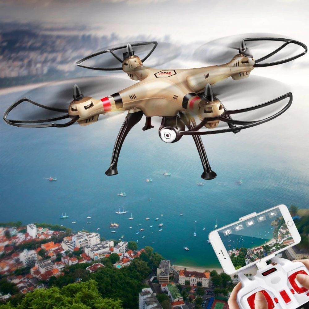Vista frontal del Syma X8hw drone con cámara integrada