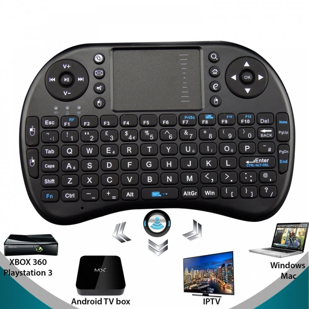 Vista frontal del teclado inalámbrico T2 con trackpad integrado
