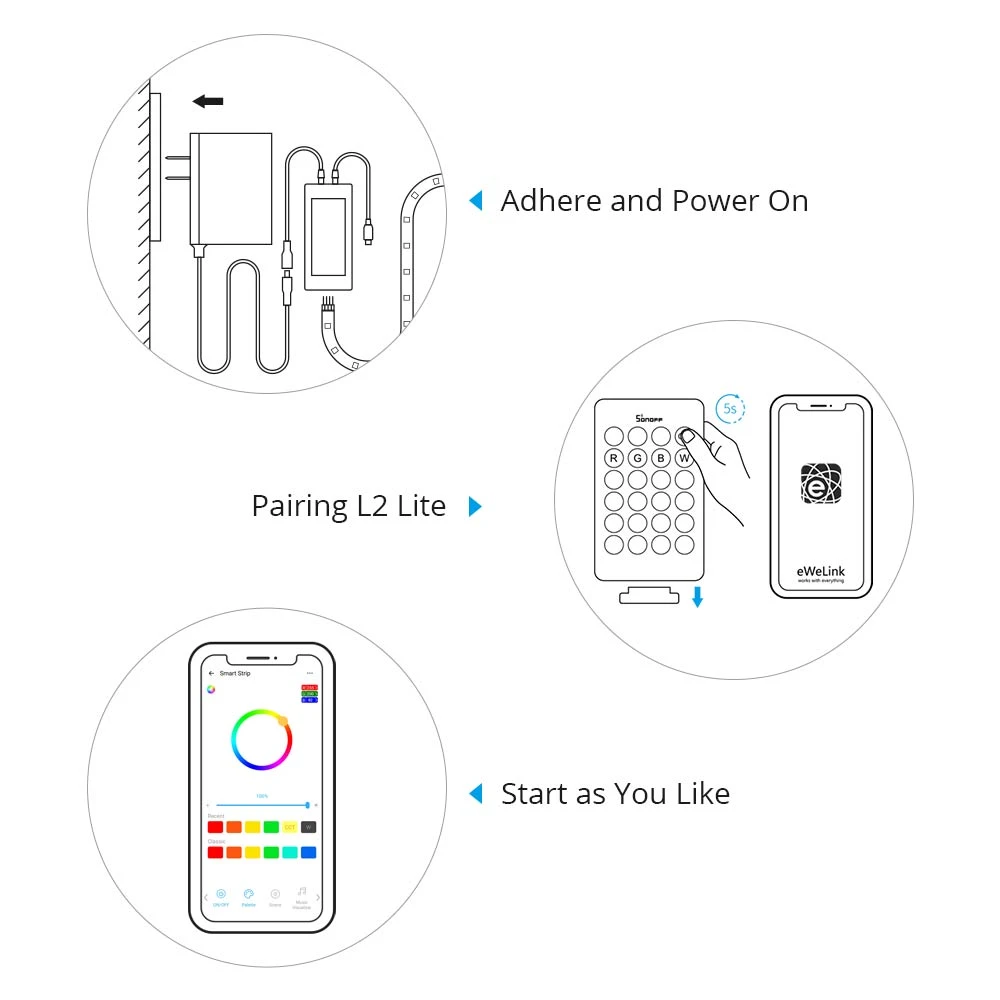 Inteligentna taśma LED WiFi SONOFF L2 Lite 5 metrów z pilotem i aplikacją