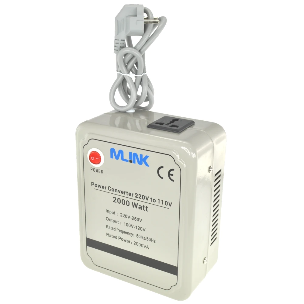Transformator napięcia 220V na 110V 2000W Mlink, mocny i kompaktowy