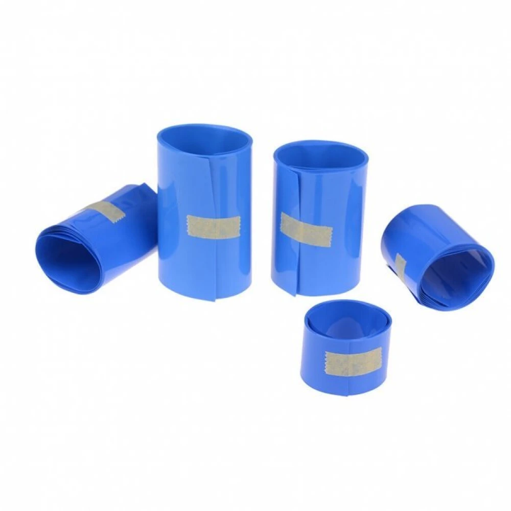 Detalle del tubo termoretráctil PVC para packs de baterías en color azul