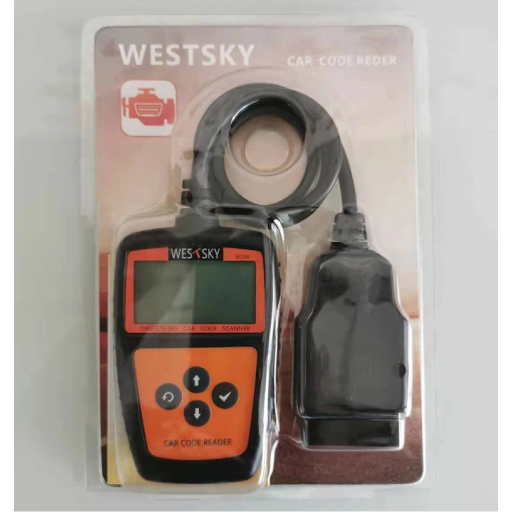 Vista frontal del W280+ lector de códigos OBD2 para motos y coches