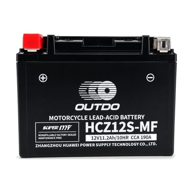 OUTDO HCZ12S-MF, akumulator motocyklowy YTZ12S z widocznymi z przodu biegunami