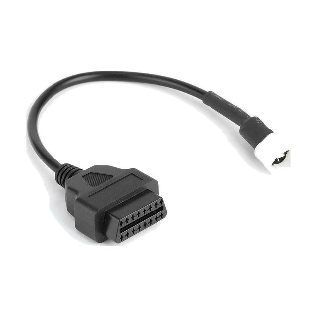 Przewód-adapter do motocykla Yamaha z białym złączem 3-pinowym i czarnym, 16-pinowym gniazdem OBD2
