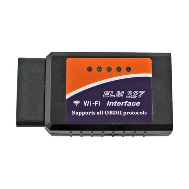 Czarny interfejs diagnostyczny ELM327 Wi-Fi z pomarańczową etykietą