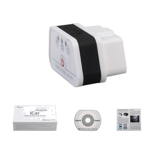 Vgate iCar2 WiFi z pudełkiem, płytą CD i instrukcją
